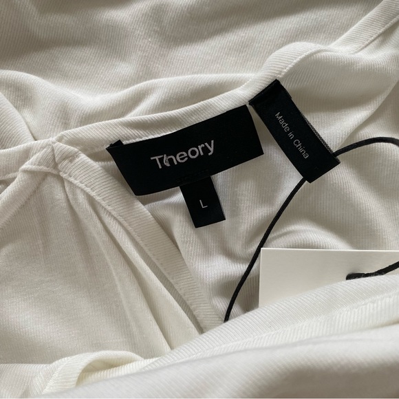 Theory Wrapped Top SS Ribbed Viscose in White - Picture 5 of 7